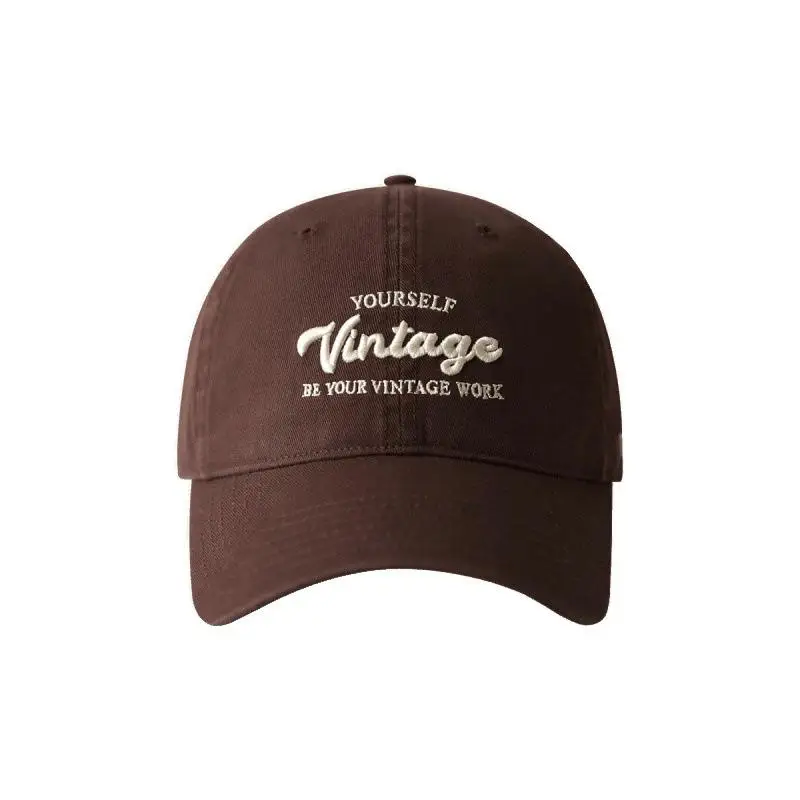 1 Stück 3D-Buchstaben-Design Baseballkappe Vintage Braun Entenschnabelmütze für Damen und Herren Sommer Streetwear Trucker-Mütze – Detail 3