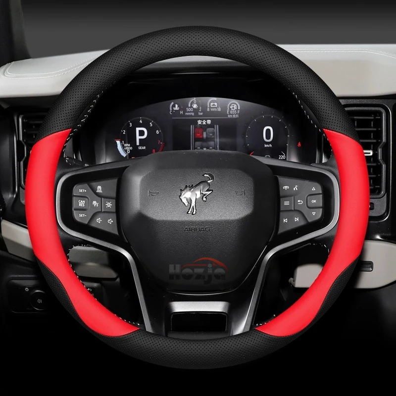 

Leather Car Steering Wheel Cover for Mustang GTD GT MACH-E Steering Covers Interior Accessories