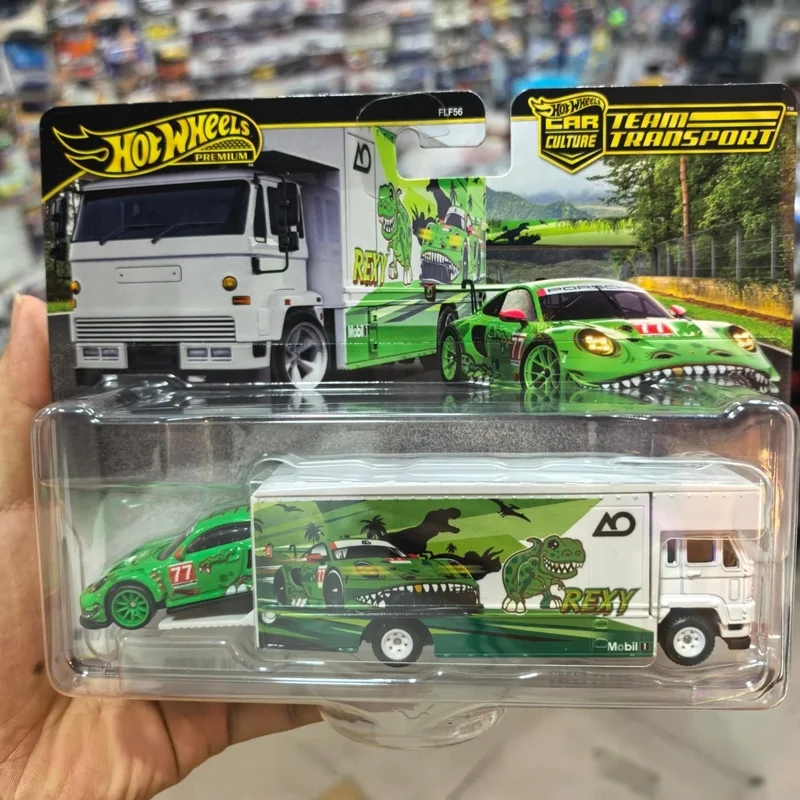 New Hot Wheels Flf56-M Team Transport,Ao Racing Rexy Porsche 911 Gt3 R Ford F-150 Raptor Porsche 944,1:64 Diecast Car Collector