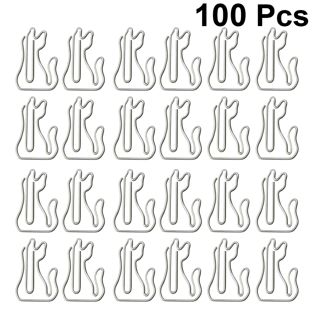 

100 Pcs Silver Cat Paper Clip Clips Cute Animal Shaped Paperclip Bookmarks Page