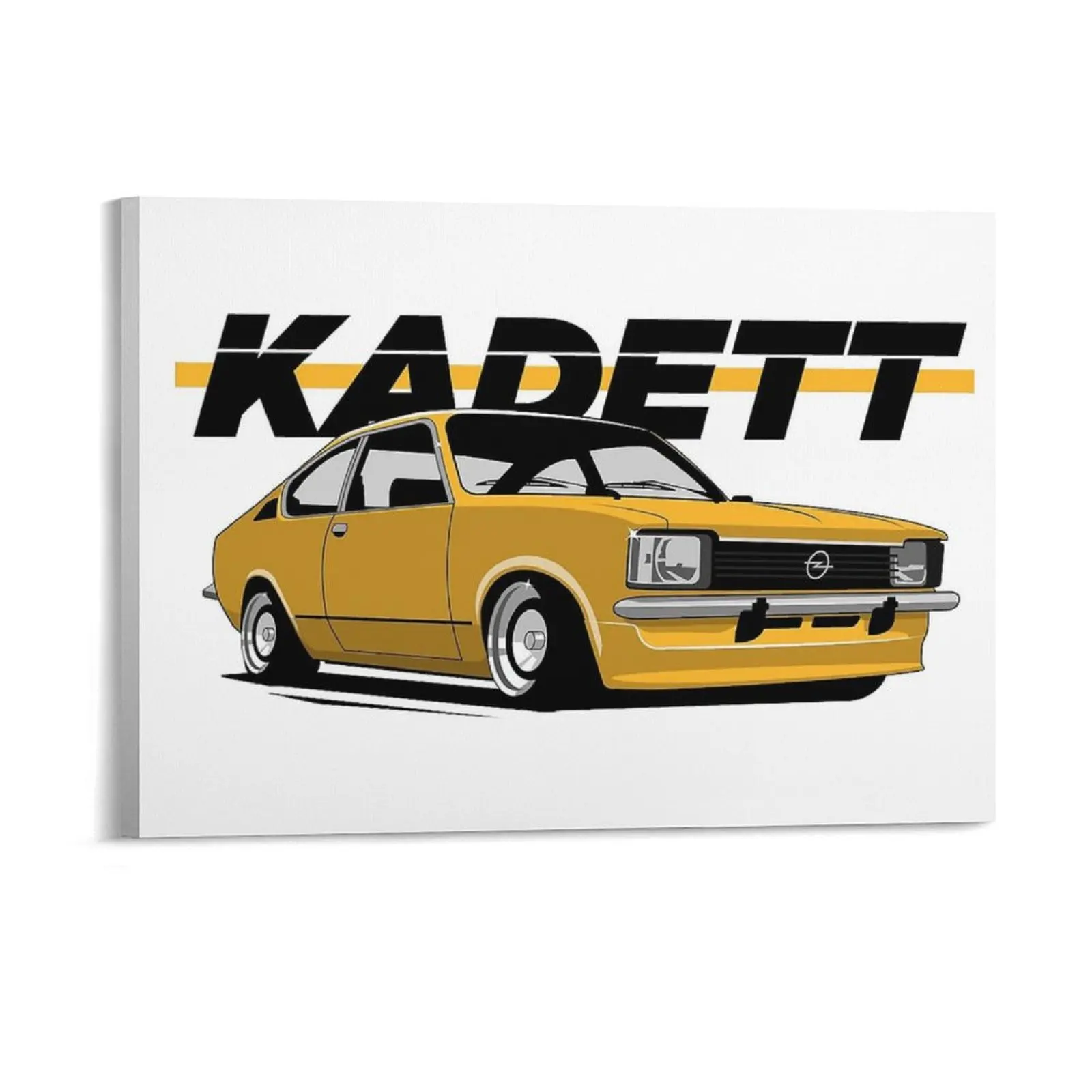 Beige Opel Kadett B Sedan Illustration Canvas Paintings Cave Pub Wall Cave Vintage Plaques Classic Car Metal Posters