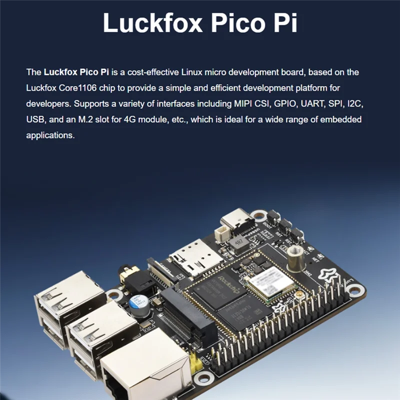Smart-Luckfox Pico Pi B W Core1106 Micro-Type Linux Development Board RV1106G2 0.5TOPS 128MB With Wifi/Bluetooth
