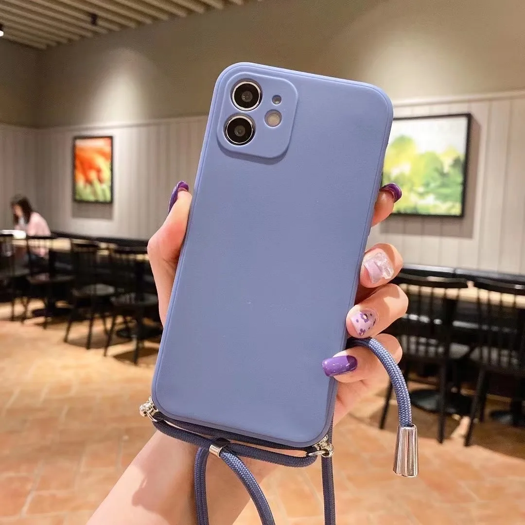 Candy Color Silicone Case With Lanyard Strap Soft TPU Back Cover For Xiaomi Redmi Note 9 s, 8, 11, 7, 9 pro, 6A, 7A, 8A, 10,