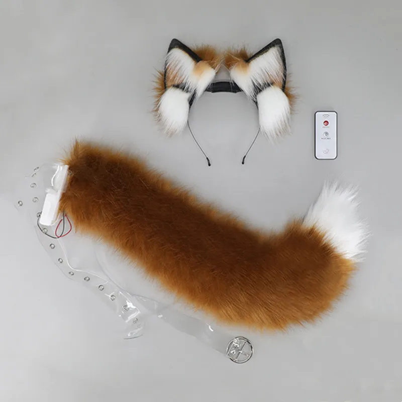 Remote Control Wagging Fox Wolf Tail Automatically Moving Animal Ear Headband Cosplay Prop Accessories Girl's Club Pub Costumes