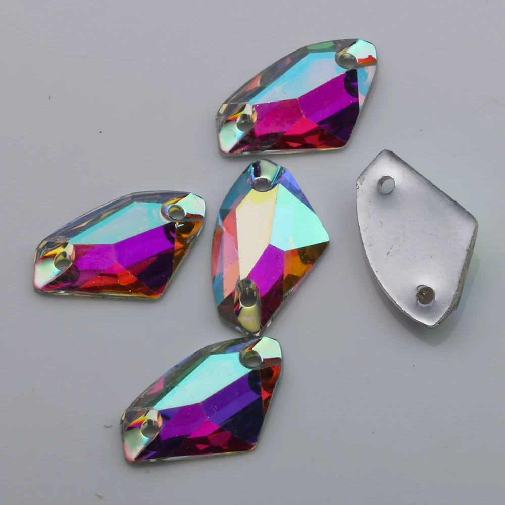 

100pcs/Lot, 8.5x14mm Crystal AB / Clear AB Flat Back #3256 Galactic AX Sew On Stones