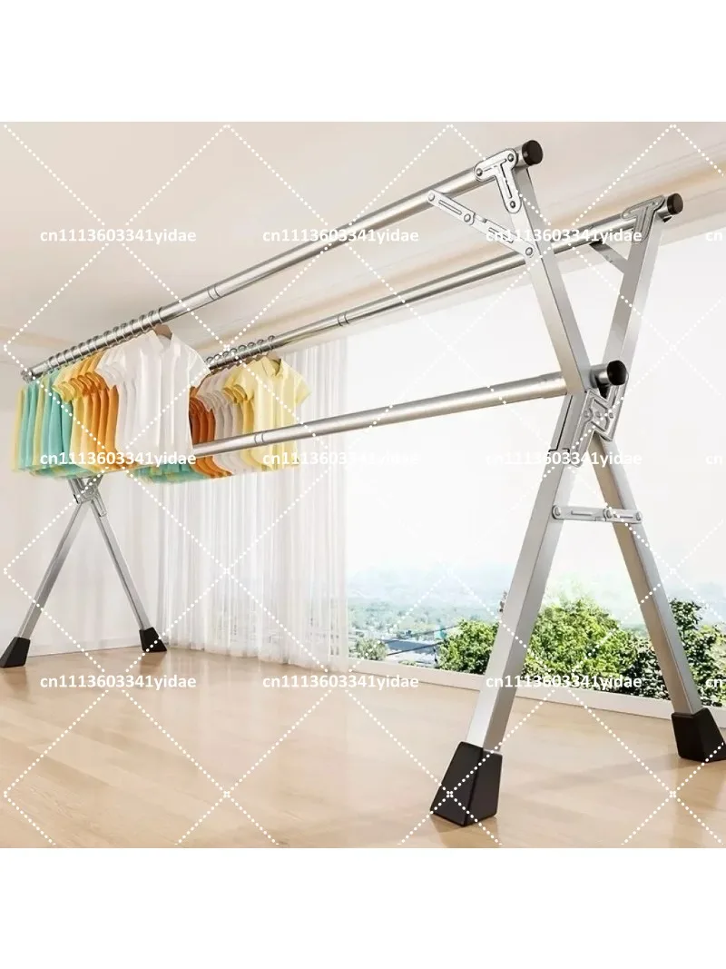 Folding Stainless Steel Clothes Drying Rack for Indoor Home Balcony Bedroom Outdoor Use, Telescopic Pole Quilt Drying Rack