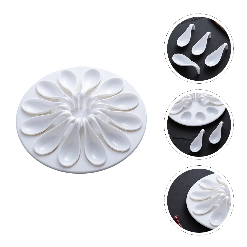 

Food Tray Dish Kitchen Plate with Spoons Melamine Meatball Dog Storage Shrimp Paste White Meatballs Tableware