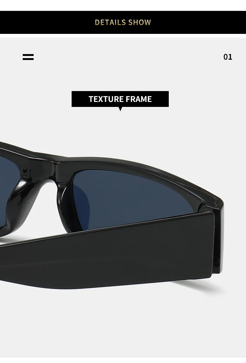 Schwarze Sonnenbrille im Hiphop-Stil mit schmalem Rahmen für Herren im Retro-Stil, mühelose orangefarbene Sonnenbrille UV400 – Detail 13