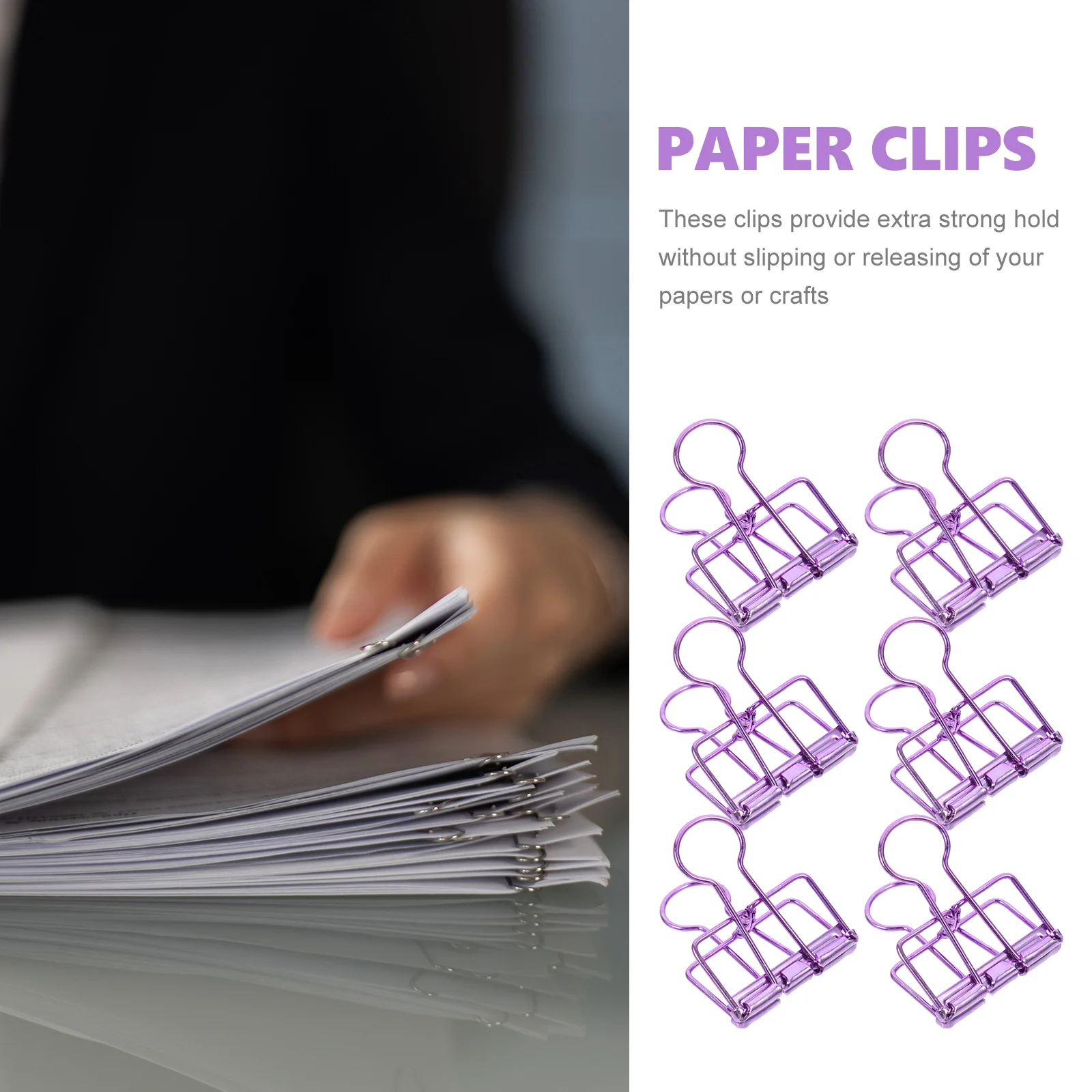 10 Pcs Binder Clamps Elliot Folder Paper Clips Large Medium Purple Black Office