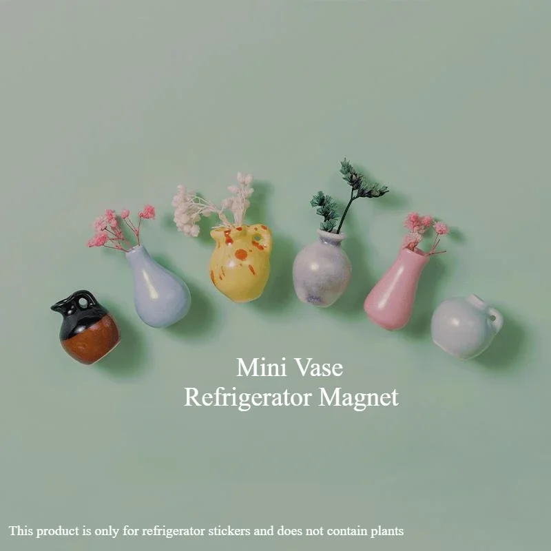 

8pcs Chinese Style Magnetic Mini Ceramic Vase Refrigerator Sticker Three-dimensional Decoration Refrigerator Decoration
