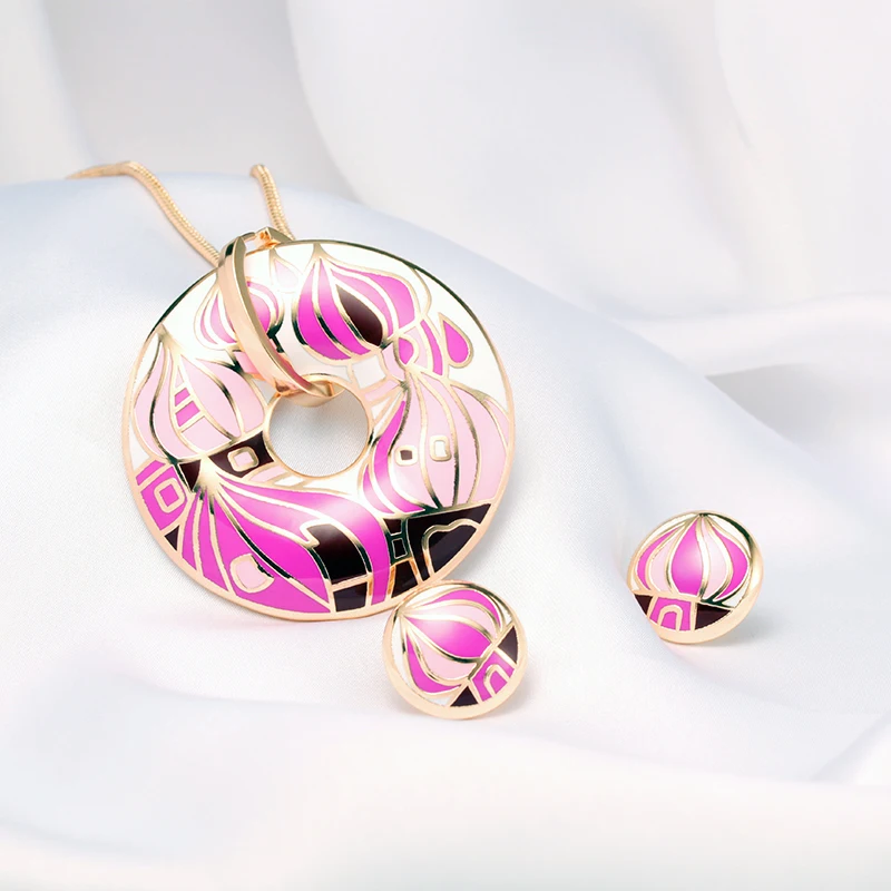 Newest Fashion Vintage Jewelry Sets Bohemian Necklace Earrings Set Enamel Necklace Earrings