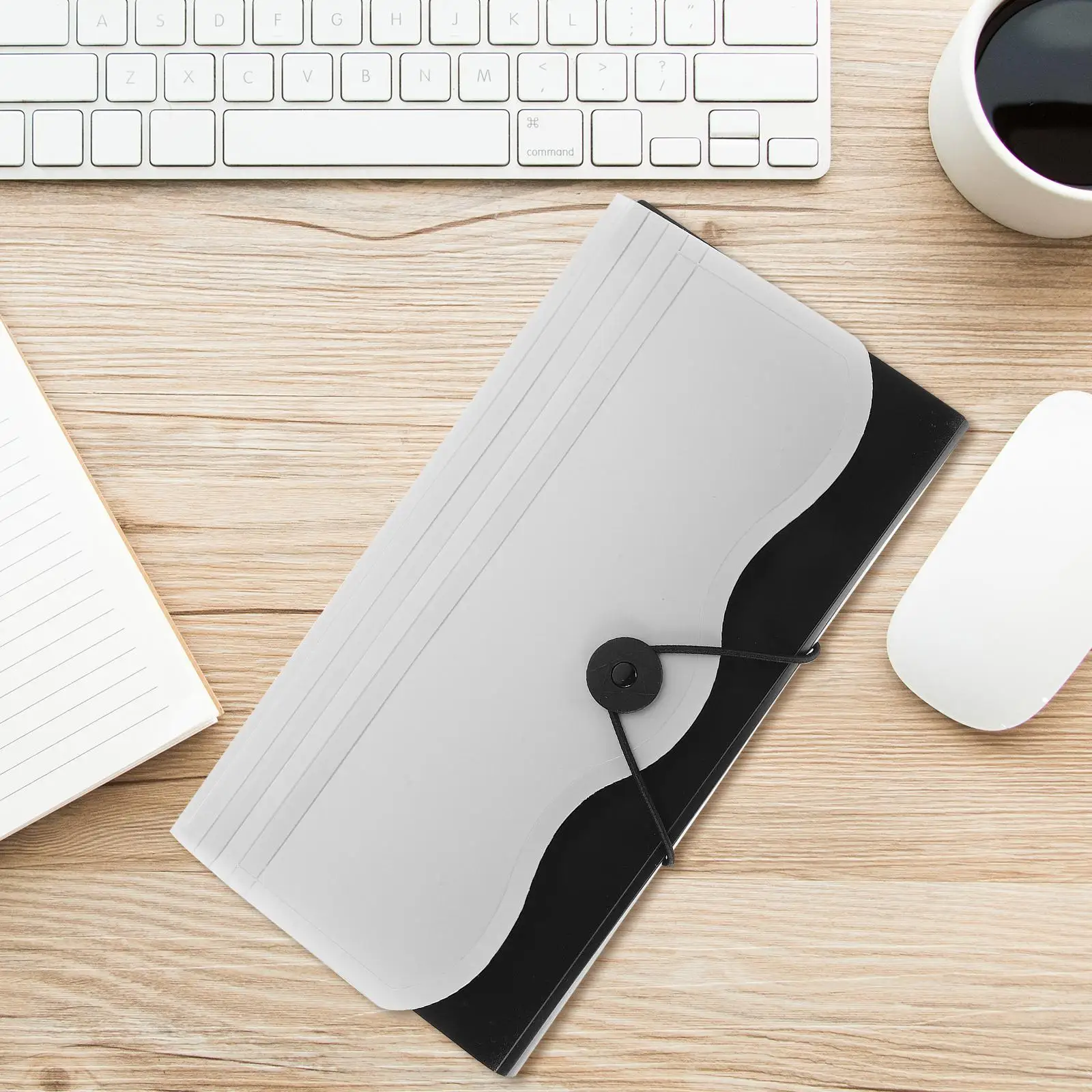 Expanding Receipt Organizer Bag Document Paper Silver Polyester Small Accordion File