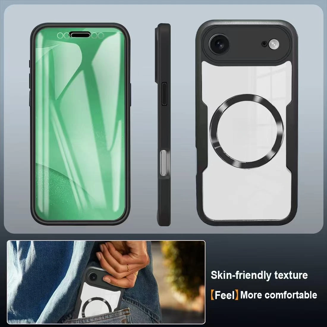 360 °   غطاء حماية مغناطيسي مقاوم للصدمات بتغطية كاملة لهاتف iPhone 17 Air 17 16 15 14 13 Pro Max Magsafe حافظة شحن لاسلكية