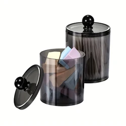 Bathroom Jar Black Plastic Makeup Organizer Cotton Pad Storage Box Cotton Swabs Rod Cosmetics Jewelry Organizer Empty Container