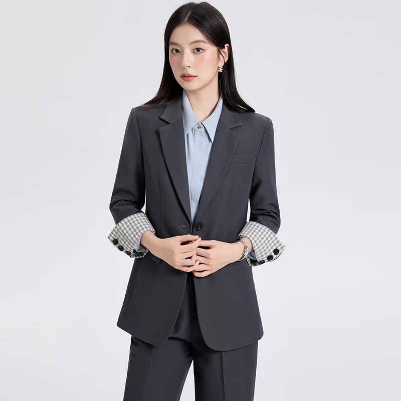 Black Suit Set for Women, Autumn and Winter New Professional Wear, Interview Women's Suit, Casual Two-Button Korean Style Loose