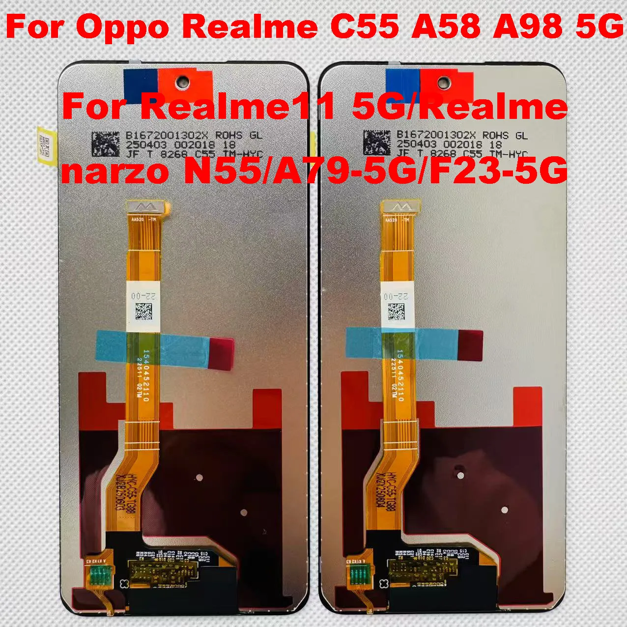 

High Brightness For Oppo Realme C55 A58 A98 5G/Realme11 5G/F23-5G/Realme narzo N55/A79-5G lcd touch Screen display Digitizer