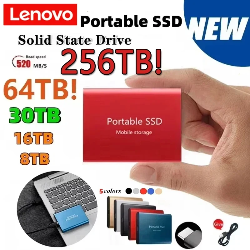 Lenovo Solid State Disk 1TB External Hard Drive 2TB High Spe
