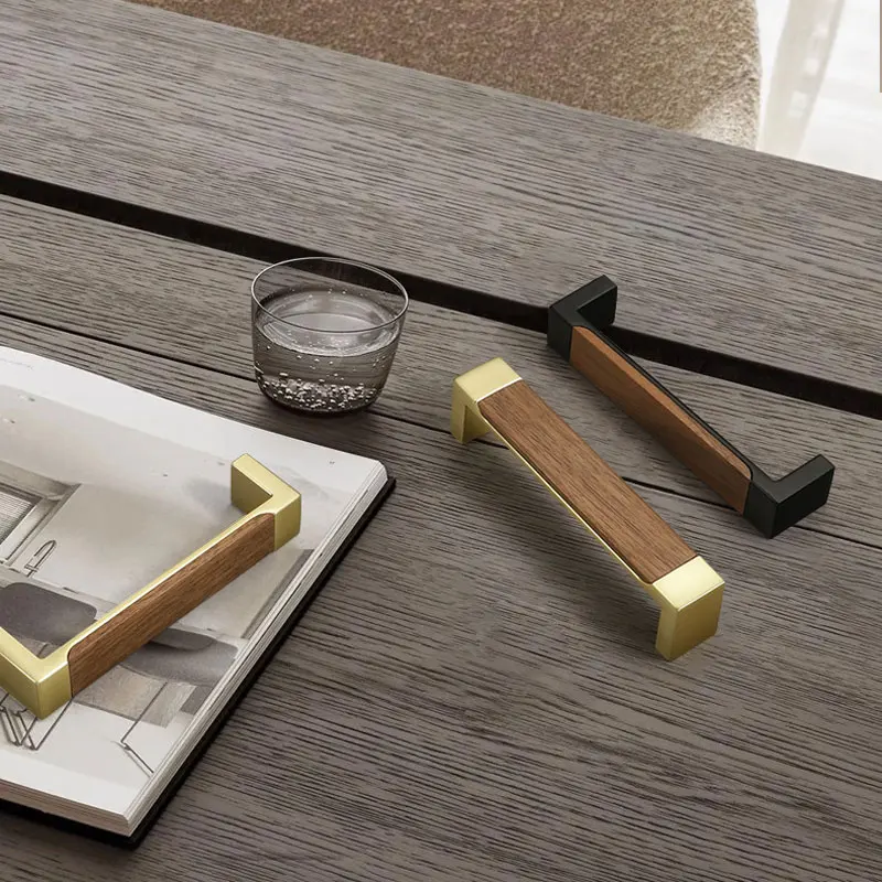 ตู้ครัวไม้จับวอลนัทสีดําห้องนอนตู้เสื้อผ้า Dresser ดึงเฟอร์นิเจอร์สไตล์จีนจับฮาร์ดแวร์