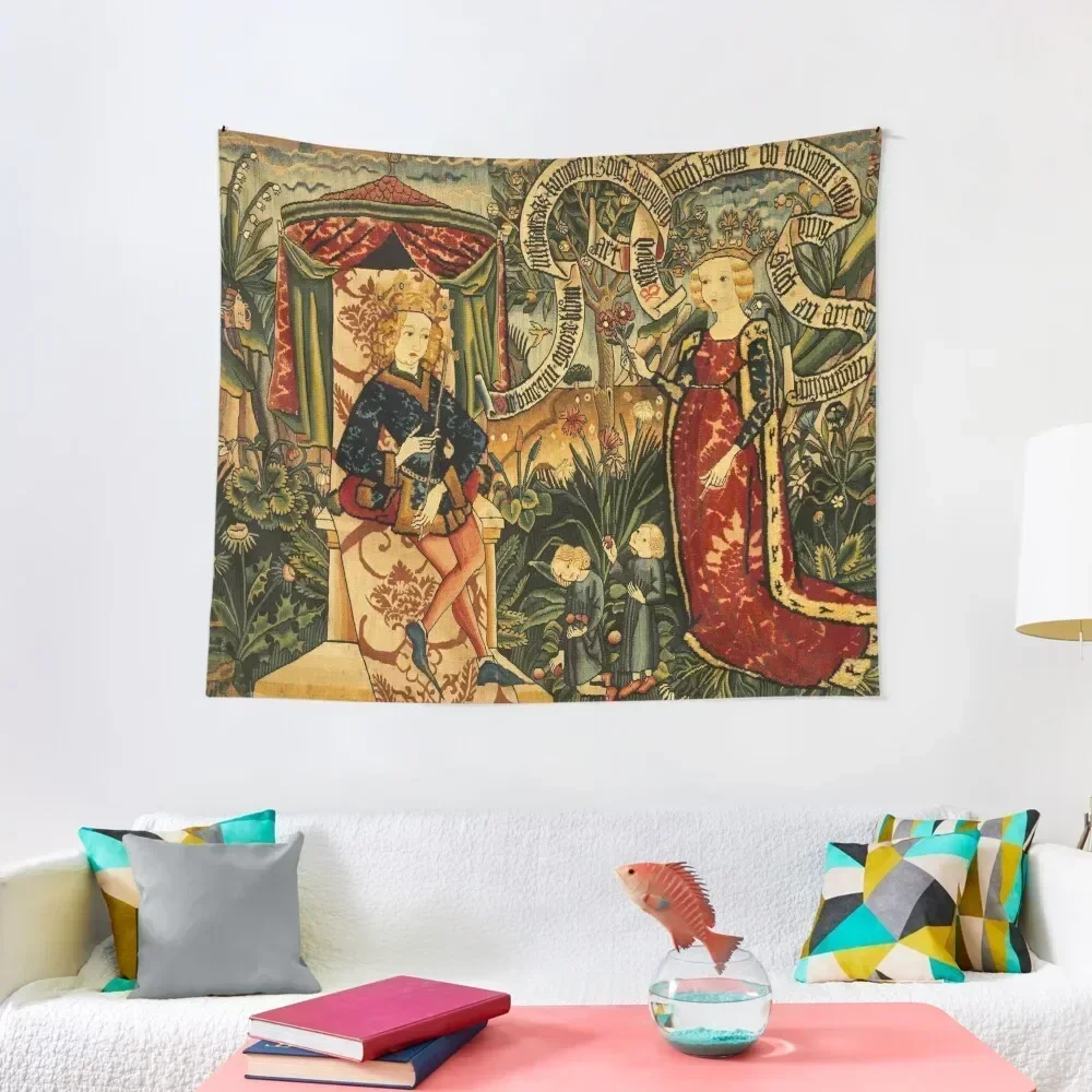 Two Riddles of the Queen of Sheba, Medieval Tapestry Carpet Wall Room Aesthetic Decor Tapestry