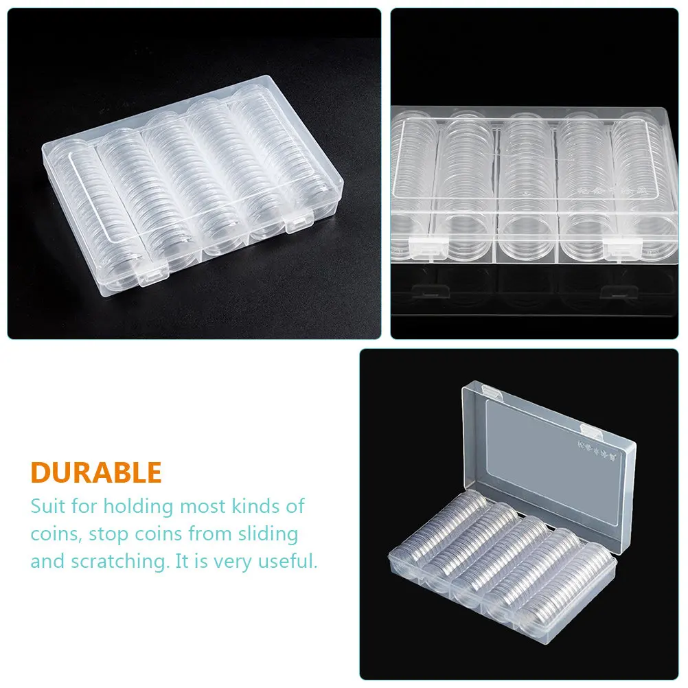 

Набор из 1 прозрачного футляра для хранения монет с отверстием в форме полумесяца, защитный пластиковый кейс для коллекционеров