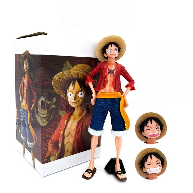 ของขวัญวันเกิดวันพีซ ฟิกเกอร์ลูฟี่หน้ายิ้ม ชุดประกอบขนาดใหญ่ หน้าเปลี่ยนได้ ตุ๊กตาขนนุ่ม ของตกแต่งโต๊ะทำงาน แบนได