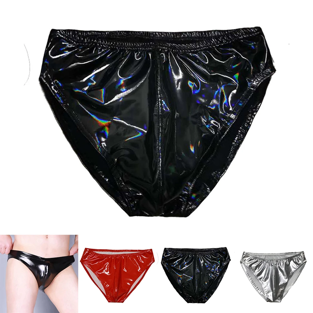 Lingerie calças calcinha tangas pantys pantie cuecas dos homens brilhante tanga briefs para homem sexy brilhante molhado olhar látex roupa interior