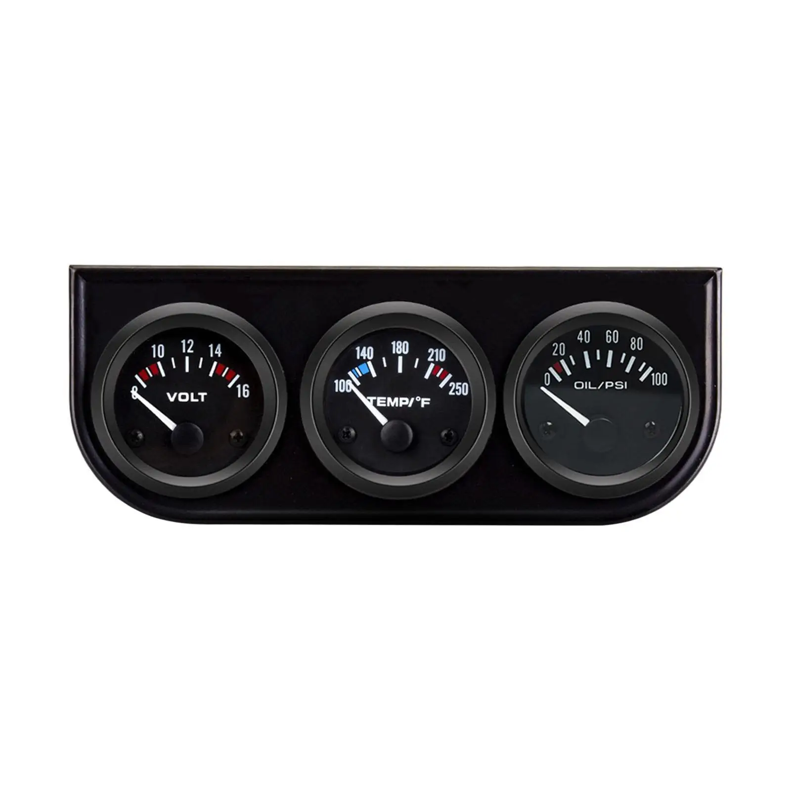 Generic Triple Gauge Kit 3 in 1 Car Meter, Water Temperature Gauge, Voltmeter Iron Triple Meter Kit Auto Gauge for 12V Car