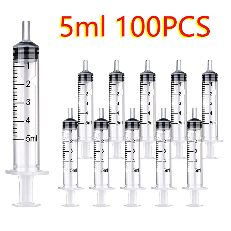 

5ml Sterilized Individually Wrapped Disposable Plastic Syringe For Lab Use, Feeding Pets, Measuring Nutrient, 100pcs/pk