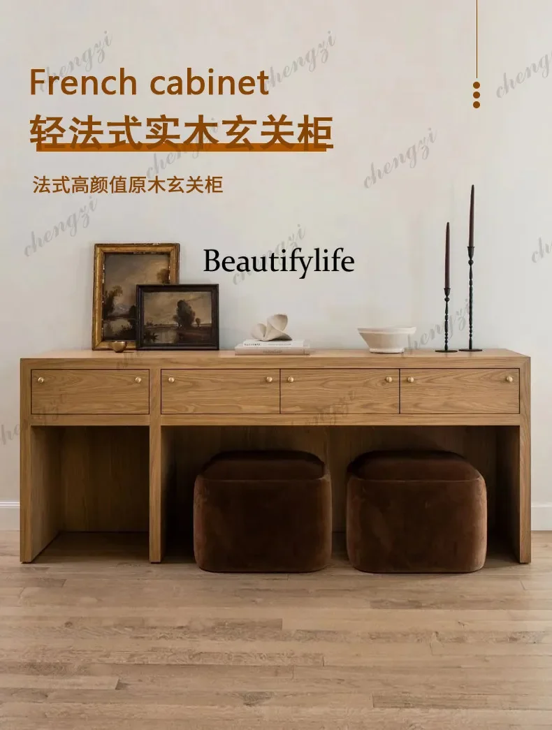 A4567 French retro style log color solid wood porch table simple style home decoration cabinet multi-functional dresser