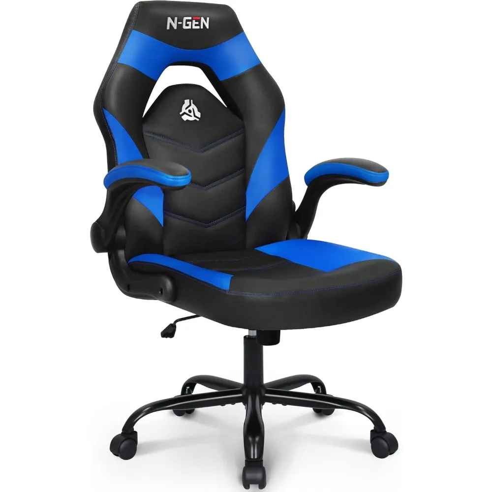 

Ergonomic Computer Gaming Chair with Lumbar Support Flip Up Arms Adjustable Height Swivel PU Leather Executive with Wheels.Chair