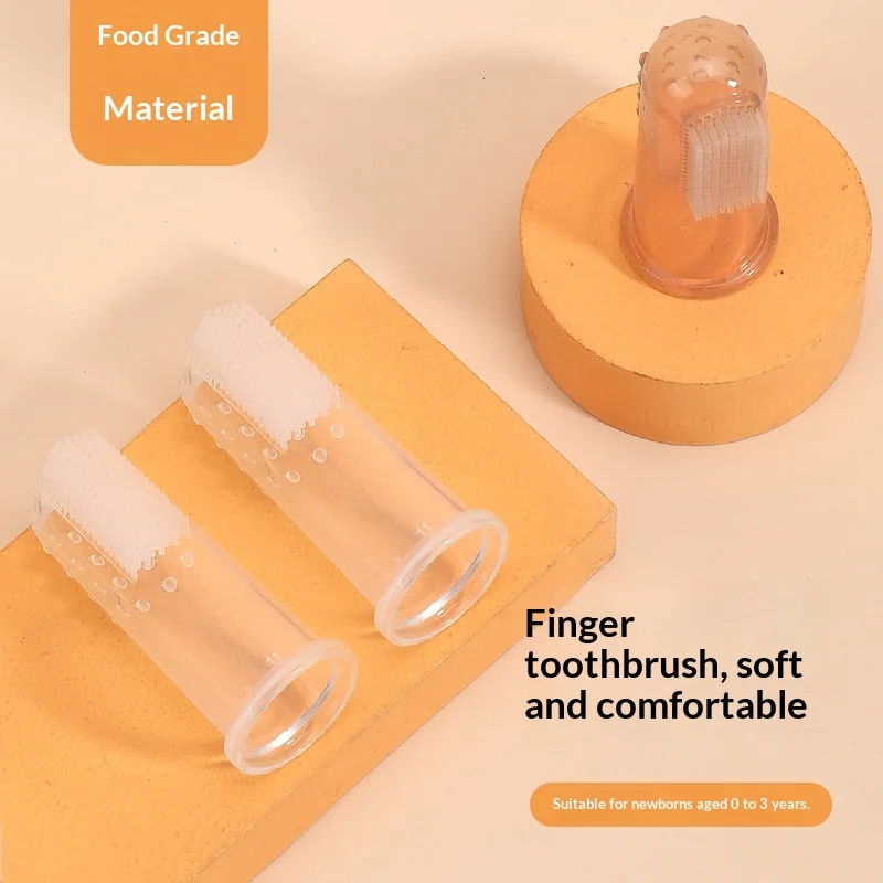 

Пищевая силиконовая детская зубная щетка для пальцев - массажер для прорезывания зубов, очиститель языка для младенцев, стартовый набор для ухода за зубами новорожденных