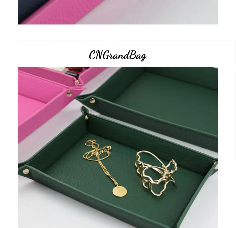 Free Customized Foldable PU Leather Tray for DIce Table Key Wallet Coin Organizer Square Tray Desktop Storage Box Jewelry Tray