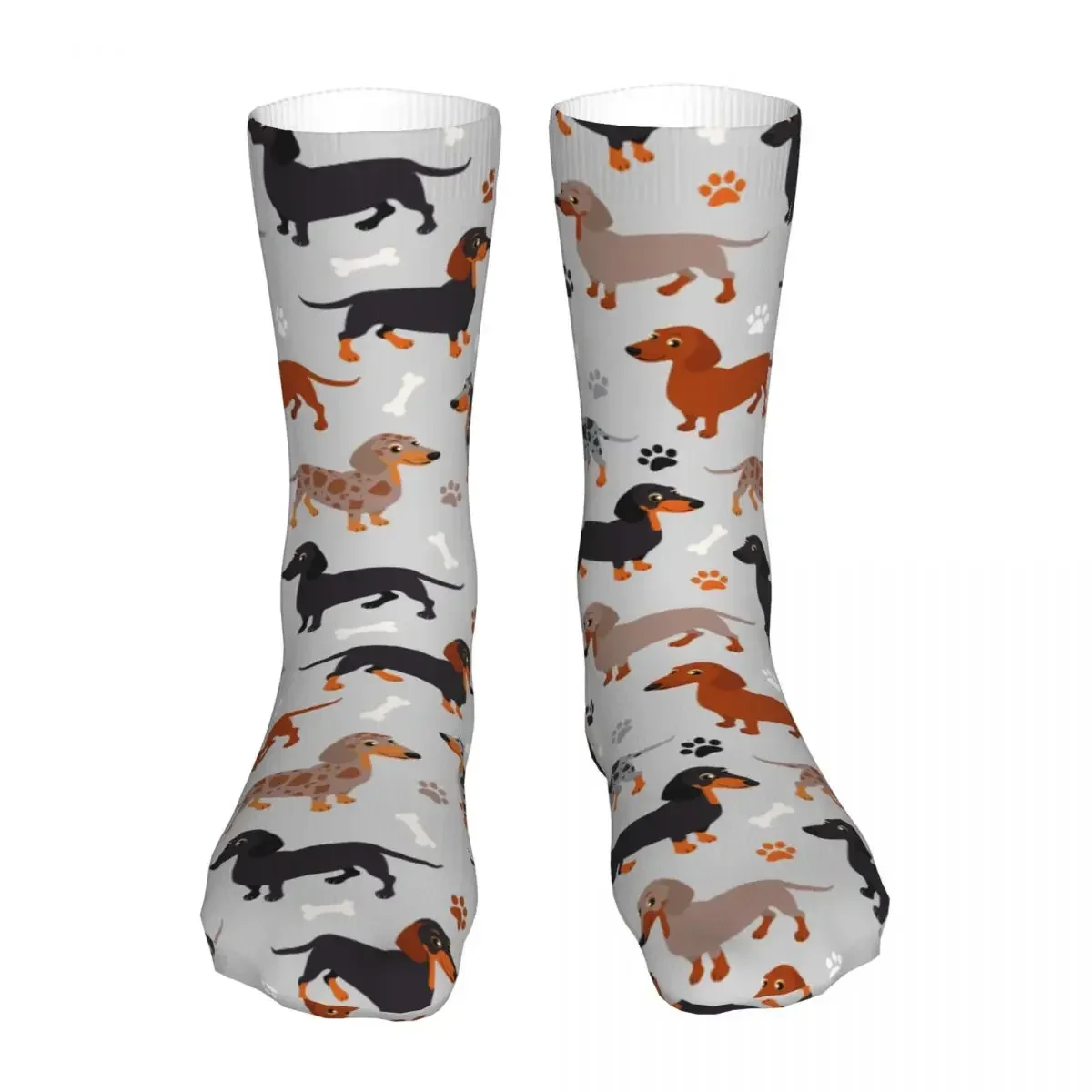 New Socks Men's Women's Casual Dachshund Paws And Bones Pattern  Animal Sport  Spring Summer Autumn Winter