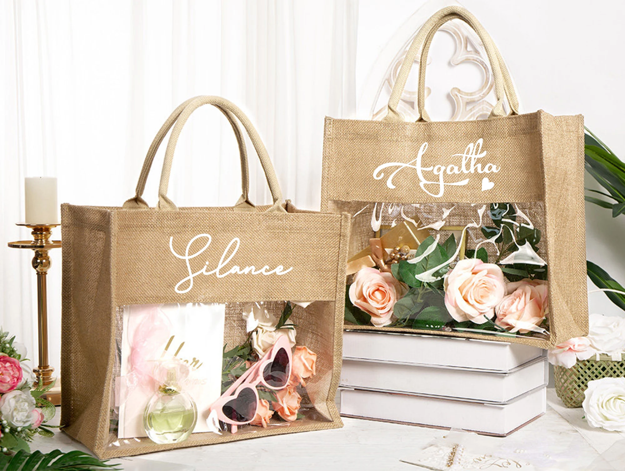 Personalized Tote Gift Bags - Personalized Tote Bridesmaid Burlap Tote Custom Name Bridesmaid GiftBagMonogrammed Beach Jute Bags