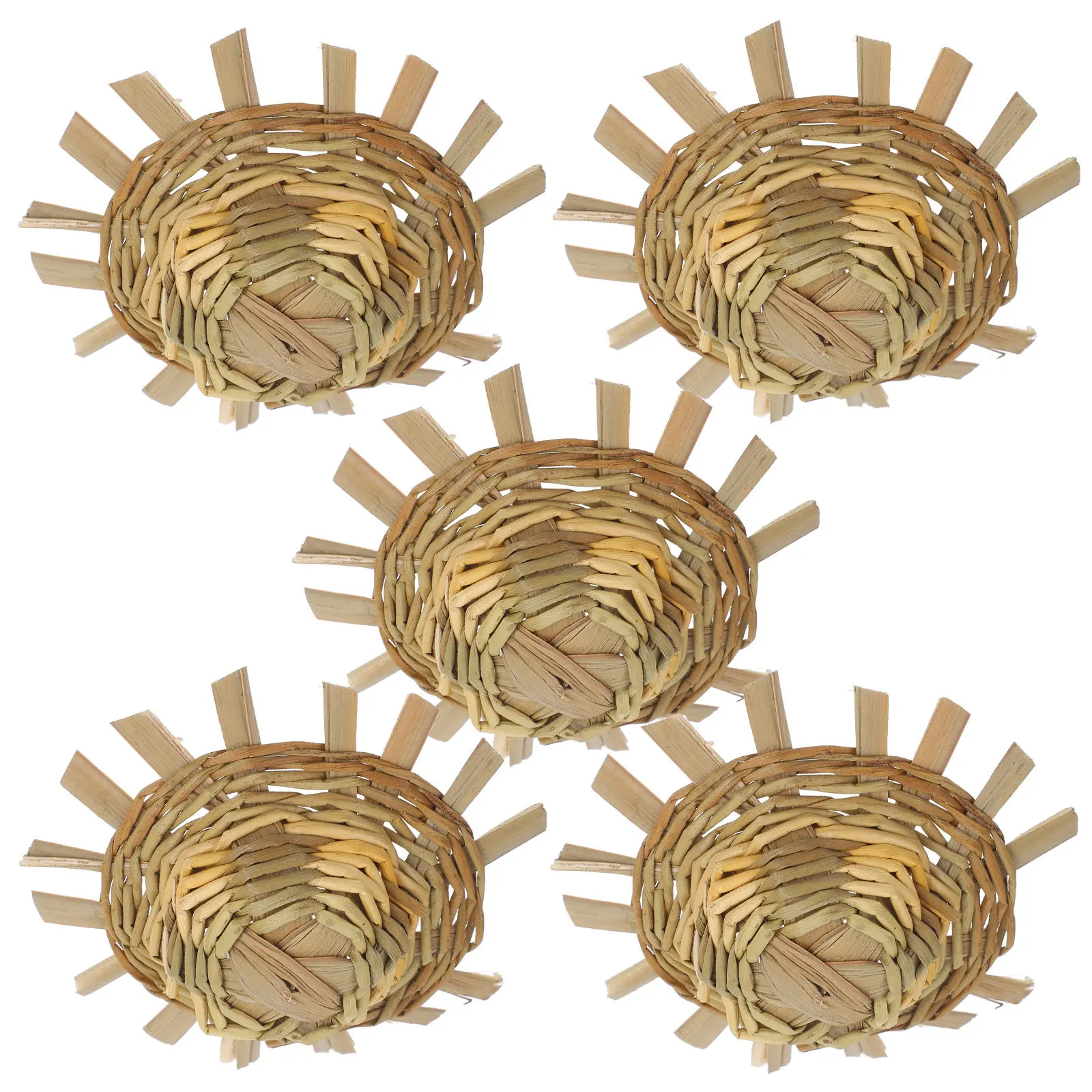 5 Sombreros de Paja Pequeños de 8-9 cm, Tejidos a Mano Naturales, con Temática Campestre, para Decoración DIY, Tocados para Fiestas Estilo Granja