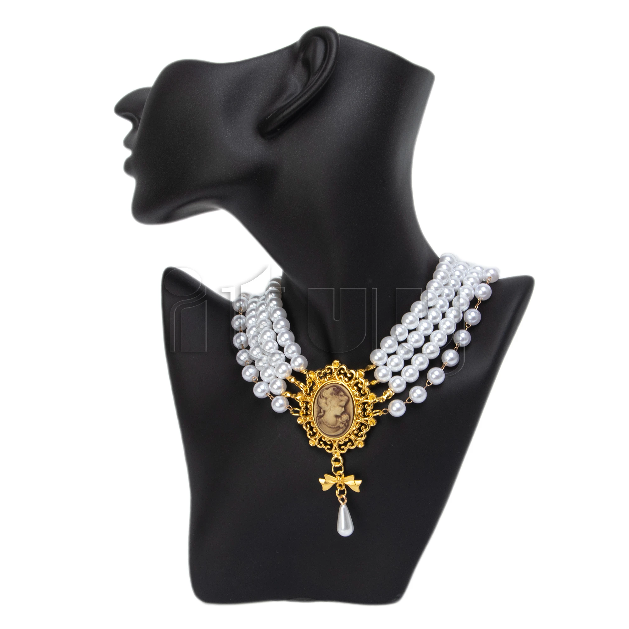 Ręcznie robiony naszyjnik Lolita Virgin Mary Ślubny naszyjnik z pereł księżniczki Vintage Gothic Collarbone Chain Akcesoria