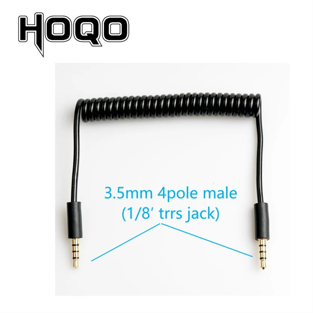 3.5mm TRRS connector Spring Coiled Cable,Powers for Corne split keyboard Audio Micro-type Mics 1/8‘’4 pole Audio cord