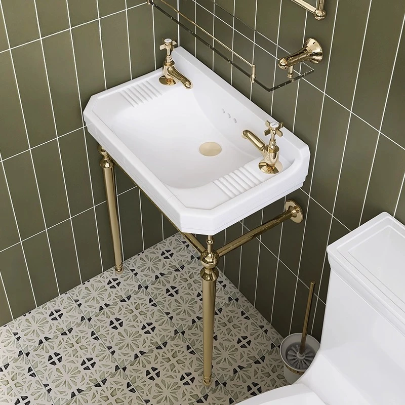 

French retro ceramic basin, face wash table bracket, bathroom, balcony floor wash basin, small apartment basin