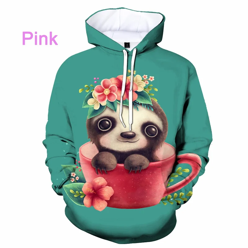 

New 3D Animal Sloth Printing Hoodies For Men Cute Folivora Graphic Hooded Sweatshirts Kid Fashion Funny Pullovers Clothes Hoodie