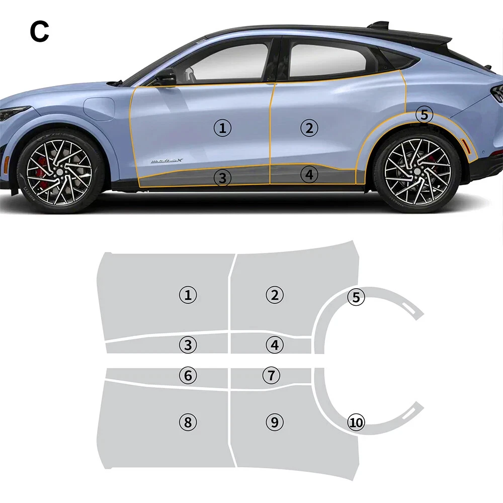 For Ford Mustang Mach-E GT 2022-2023 TPU Paint Protection Film Self-Healing Clear Bra Pre-cut PPF Body Anti-Scratch Resistant