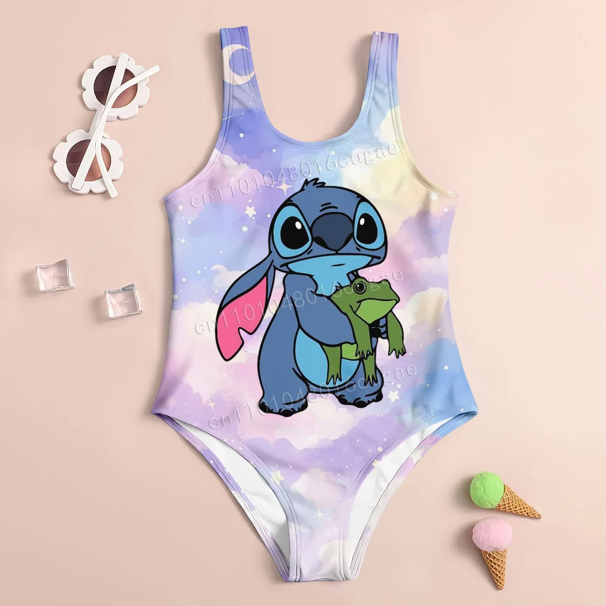 

Купальник Lilo & Stitch Girl в милом стиле, летний пляжный купальник с мультяшным принтом, удобный дышащий облегающий купальник