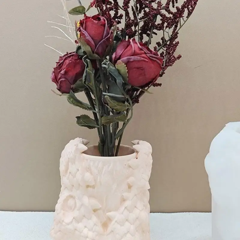 

N2UE Unique Flower Vase Mold Planter Moulds Epoxy Resin Molds Silicone Pen Holder Moulds Concrete Mold for Vase
