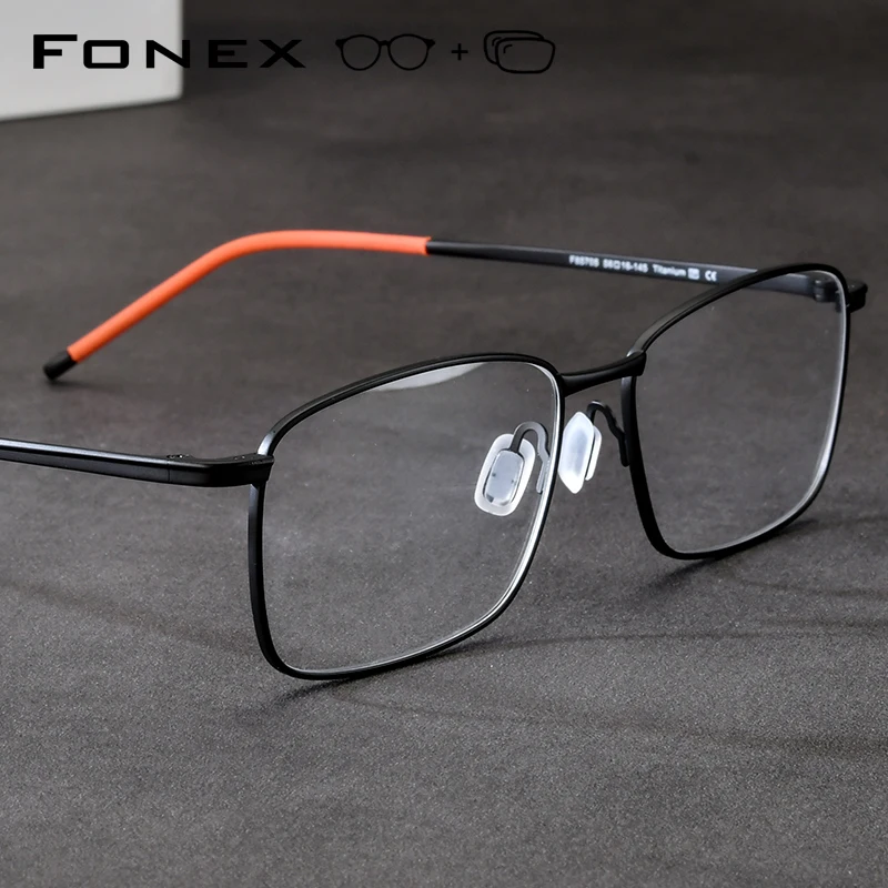 FONEX Pure Titanium Eyeglasses Frame Men Brand Design Square Glasses Full-Rim Japanese Ultralight High Quality Eyewear 85705