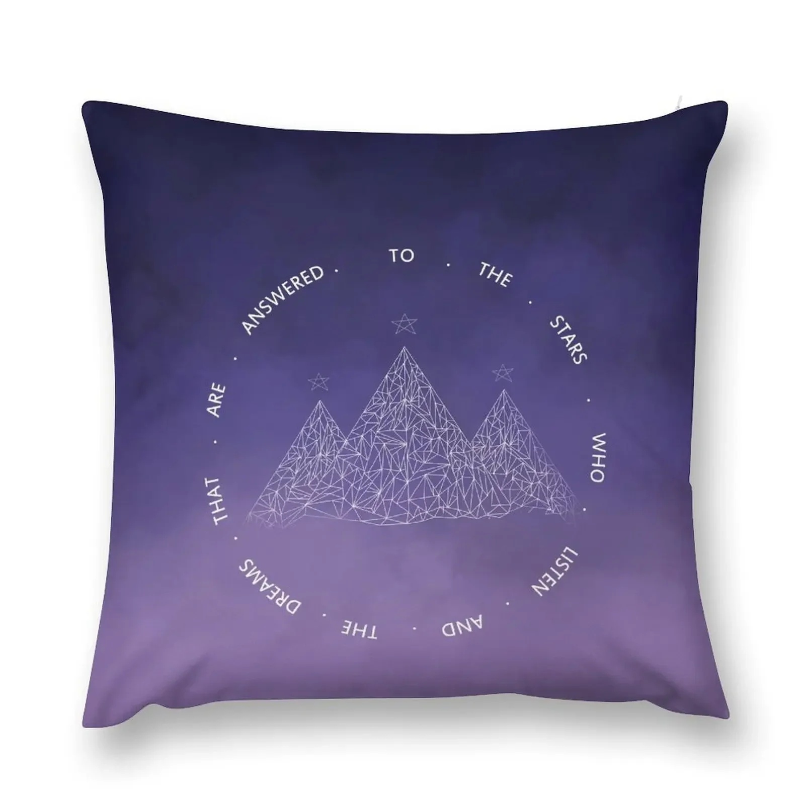 TO THE STARS WHO LISTEN AND THE DREAMS THAT ARE ANSWERED- SARAH J. MAAS Throw Pillow Sofa Cover pillow