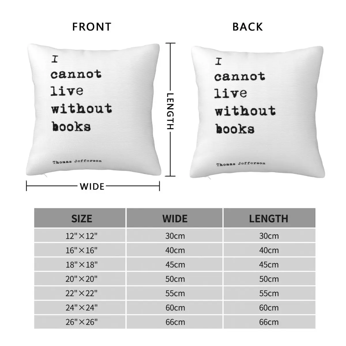 I Cannot Live Without Books Square Pillowcase Polyester Linen Velvet Creative Zip Decor Pillow Case Sofa Cushion Cover