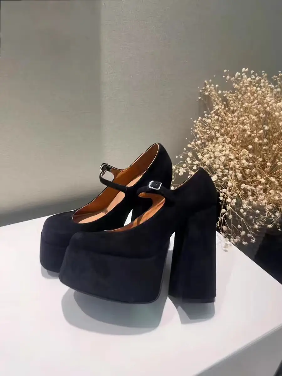 Damen High Heels, elegante Pumps, Damenschuhe aus PU-Leder, klobige Plateausohle, Punk-Stil, eckige Zehenpartie, Party- und Abschlussball-Sandalen, modische Outdoor-Schuhe für Damen. – Detail 8
