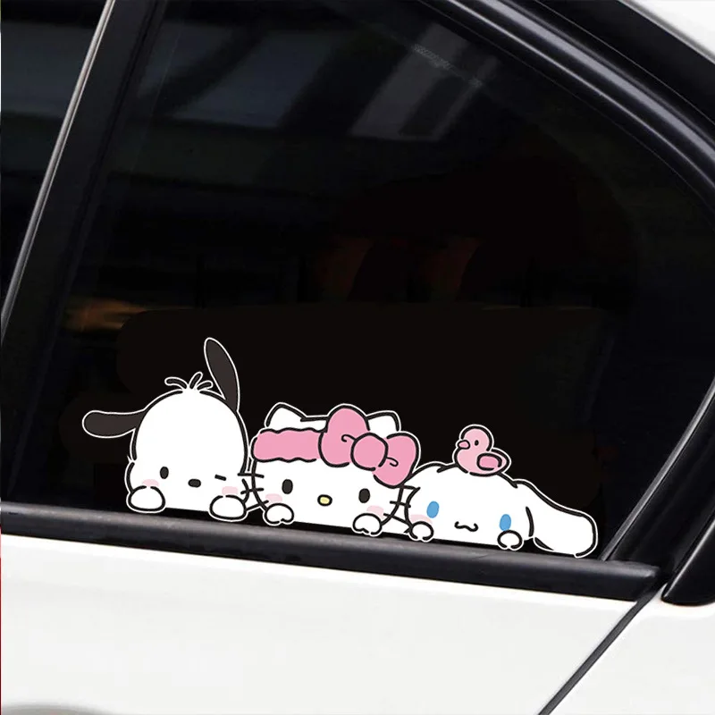 Sanrio-gato bonito adesivo para janela do carro, auto decalque, acessórios, Cinnamoroll, adesivo