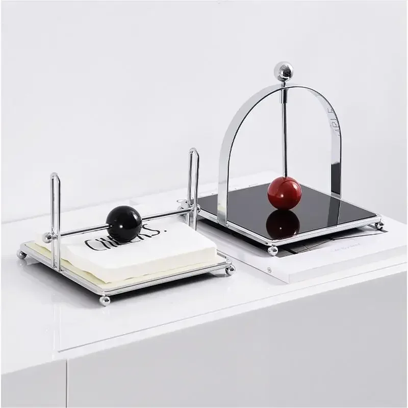

Creative Stainless Steel Flat Napkin Holder Household Simple Tissue Dispenser Paper Towel Holder Kitchen Restaurant Decoration