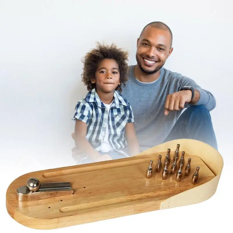 Child Toys Wooden Mini Desktop Bowling Game Toy Set Fun Indoor Parent-Child Interactive Table Game Bowling Developmental Toy bow