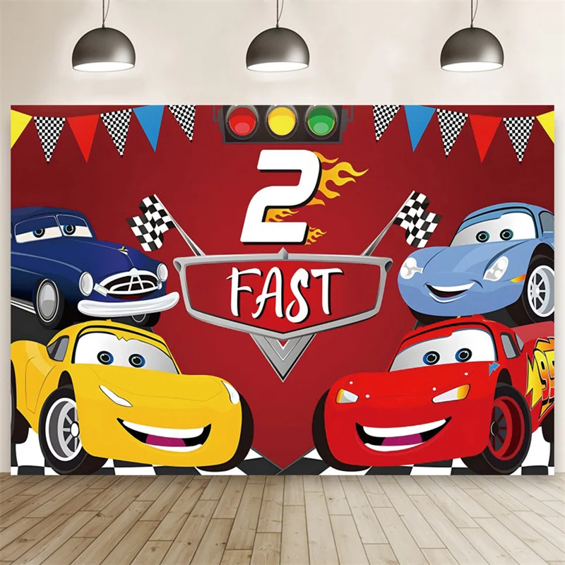 Disney Cars Lightning McQueen Photography Children's Birthday Party Backdrop Custom Props Racing Baby Shower Boy Gift Decoration